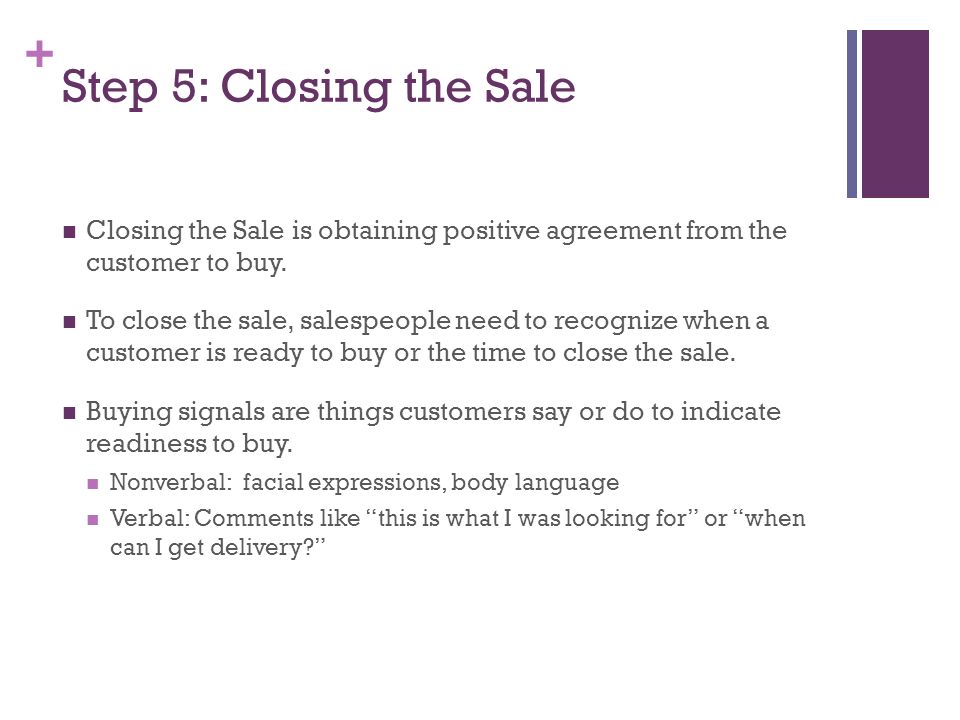 the sales process steps step 5 closing the sale closing the closing the sale