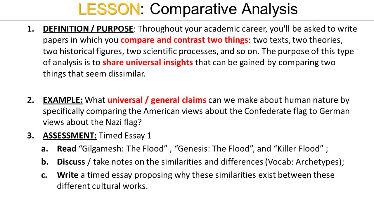This Week 1.Lesson 1.Lesson: Comparative (Goal = to learn more about ourselves, our values, and our culture through comparison to others) 2.Activity. - ppt download