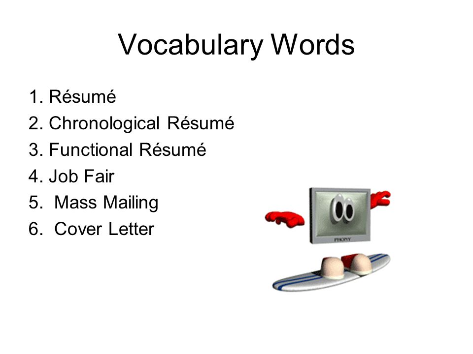 résumé writing june 2 vocabulary words 1 résumé 2 chronological