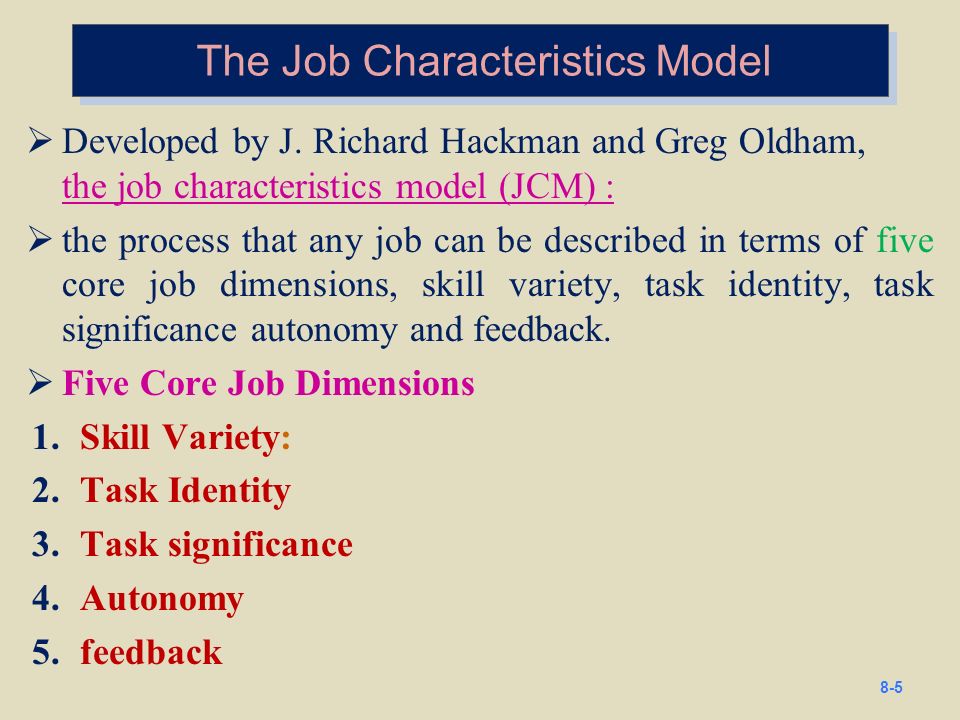 five core job characteristics