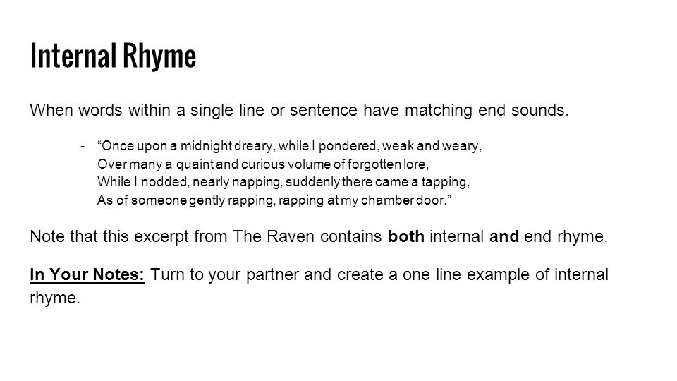 Rhyme And Rhyme Scheme Types Of Rhyme End Rhyme When The