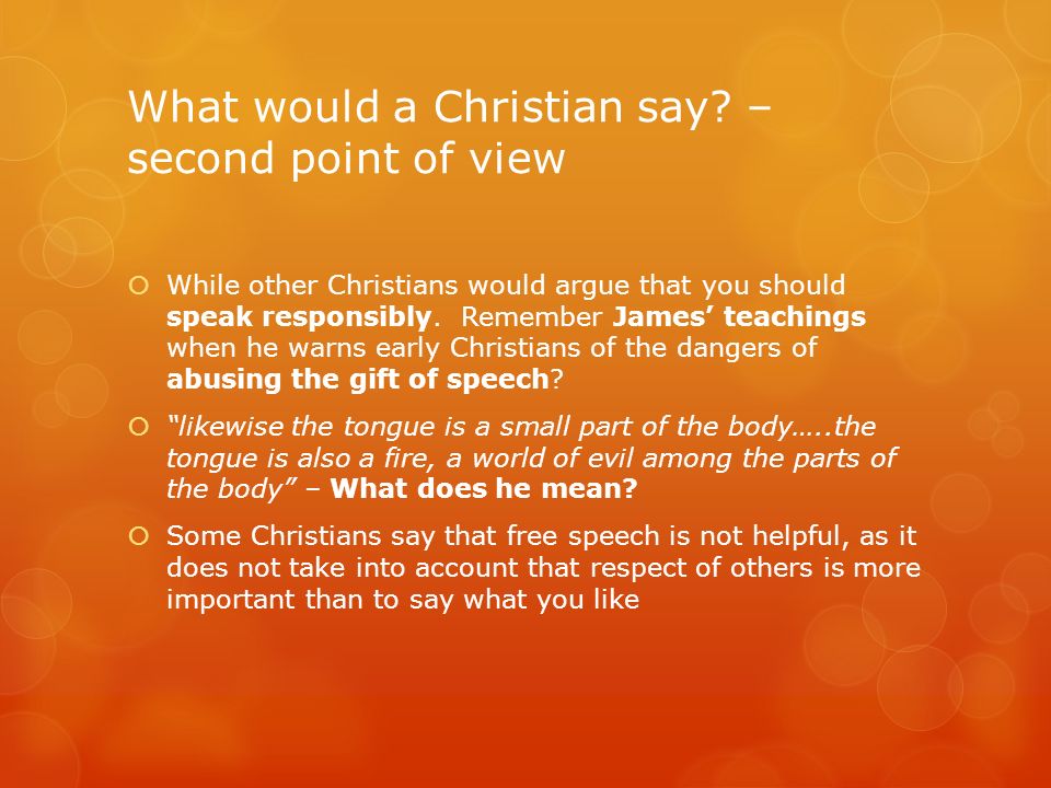 What would a Christian say.