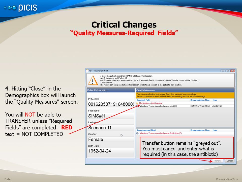 Presentation TitleDate Critical Changes Quality Measures-Required Fields 4.