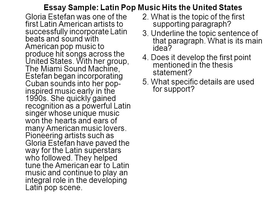 Essay Sample: Latin Pop Music Hits the United States Since the late 1990s, Latin  music has exploded onto the U.S. music scene like never before. There. -  ppt download