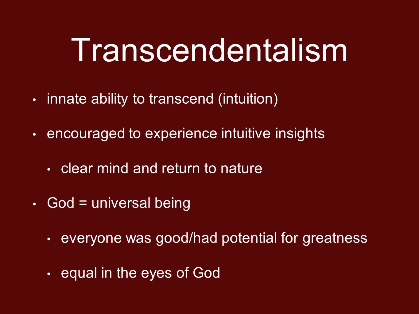 Transcendentalism transcend: be or go beyond the range or limits of. - ppt  download