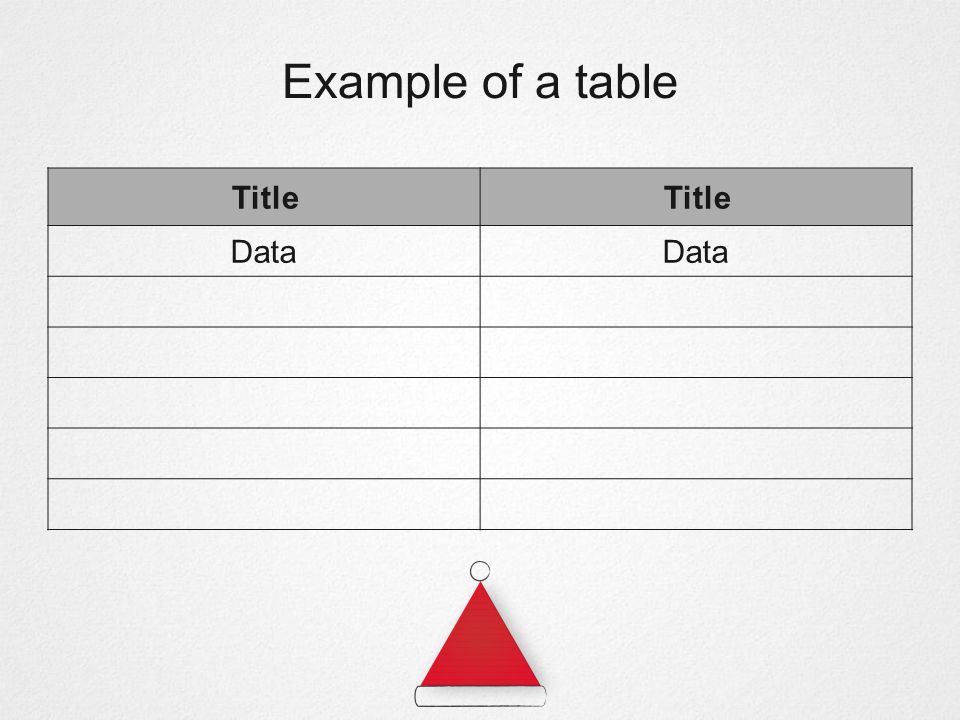 Example of a table Title Data