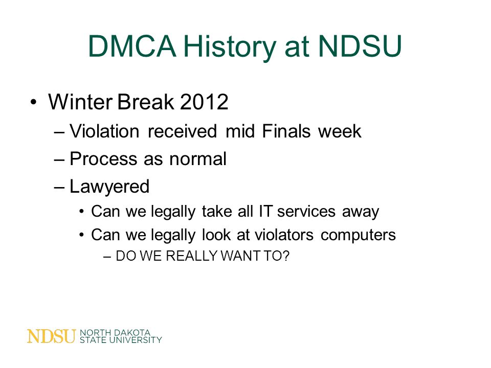 DMCA Compliance Adapting Strategies to Hit a Moving Target Jeff Gimbel