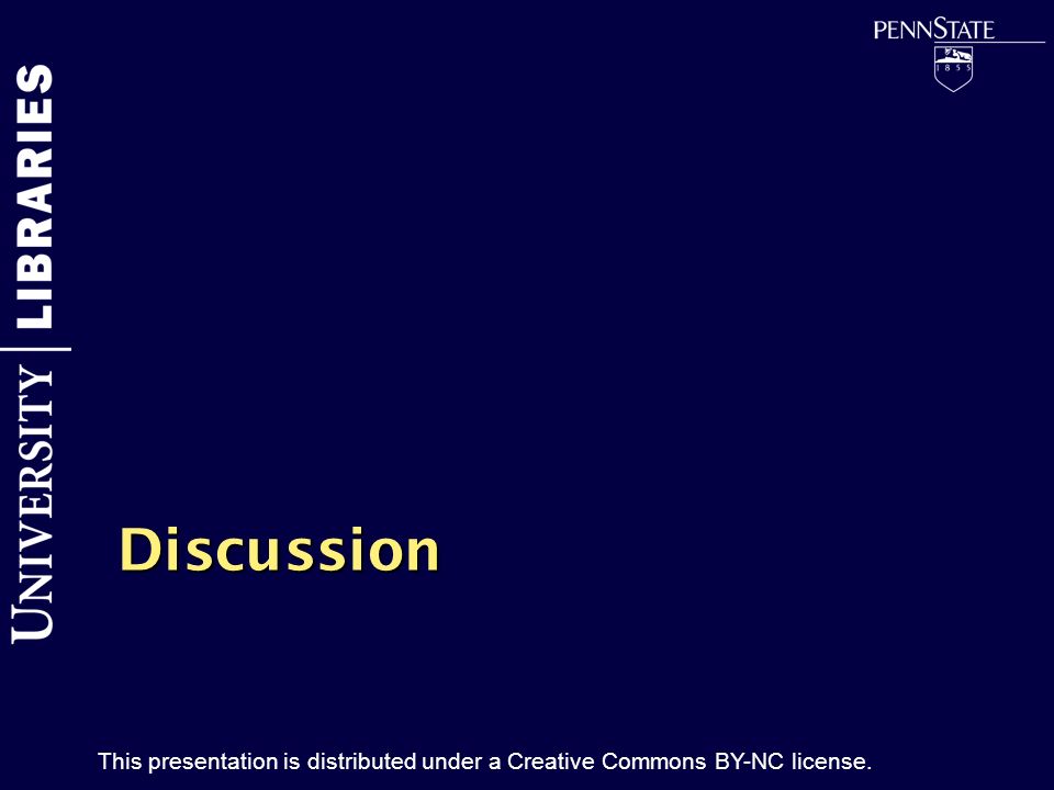 This presentation is distributed under a Creative Commons BY-NC license ...