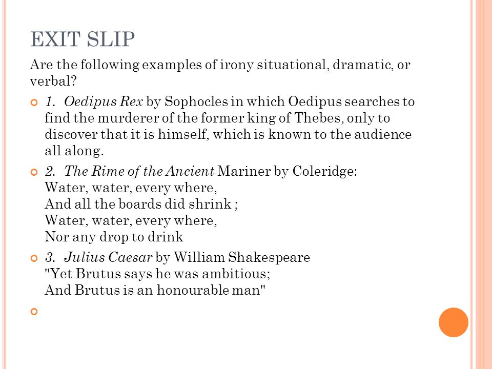 Oedipus rex irony examples