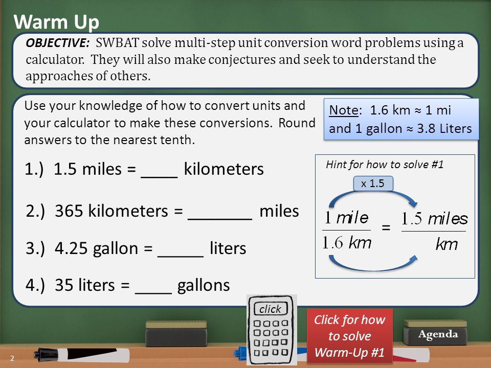 multi step unit conversion word problems 1 warm up objective swbat solve multi step unit conversion word problems using a calculator they will also ppt download