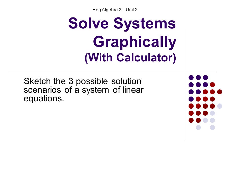 Solve Systems Graphically With Calculator Sketch The 3