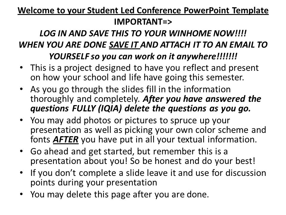 welcome to your student led conference powerpoint template important
