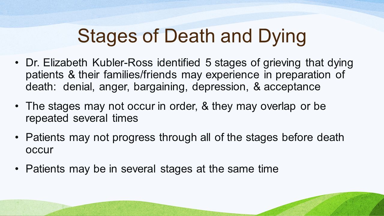 What are the 5 stages of death and dying?