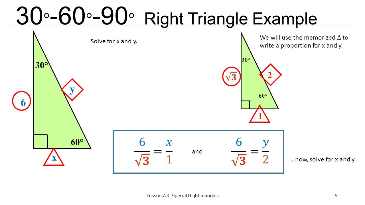 Special Right Triangles Lesson 7 3 Special Right Triangles1 Ppt Download