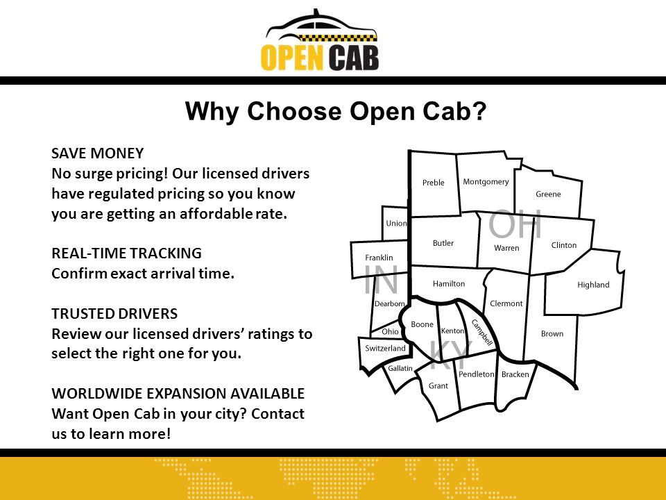 Why Choose Open Cab. SAVE MONEY No surge pricing.