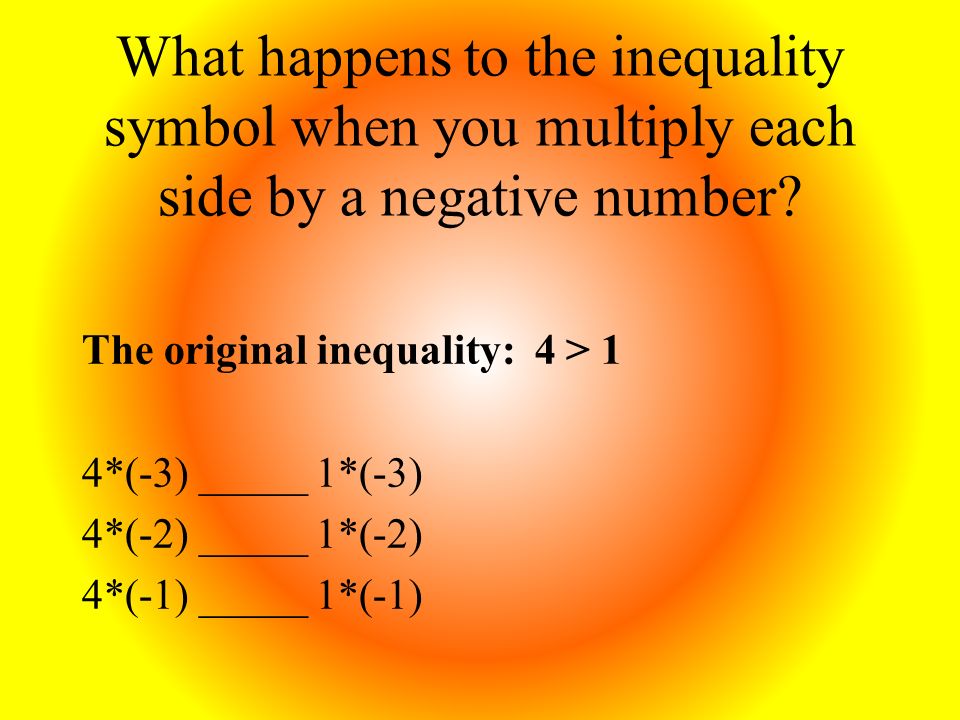What happens to the inequality symbol when you multiply each side by a negative number.