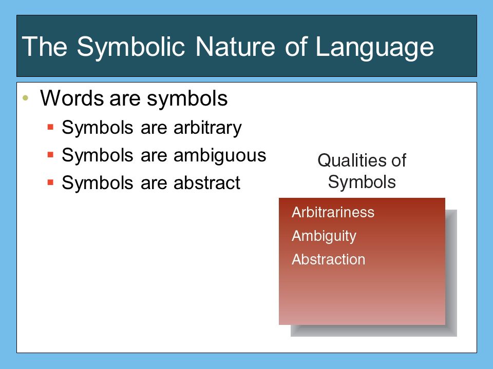The World of Words CH: 3. The Symbolic Nature of Language Words are symbols   Symbols are arbitrary  Symbols are ambiguous  Symbols are abstract. -  ppt download