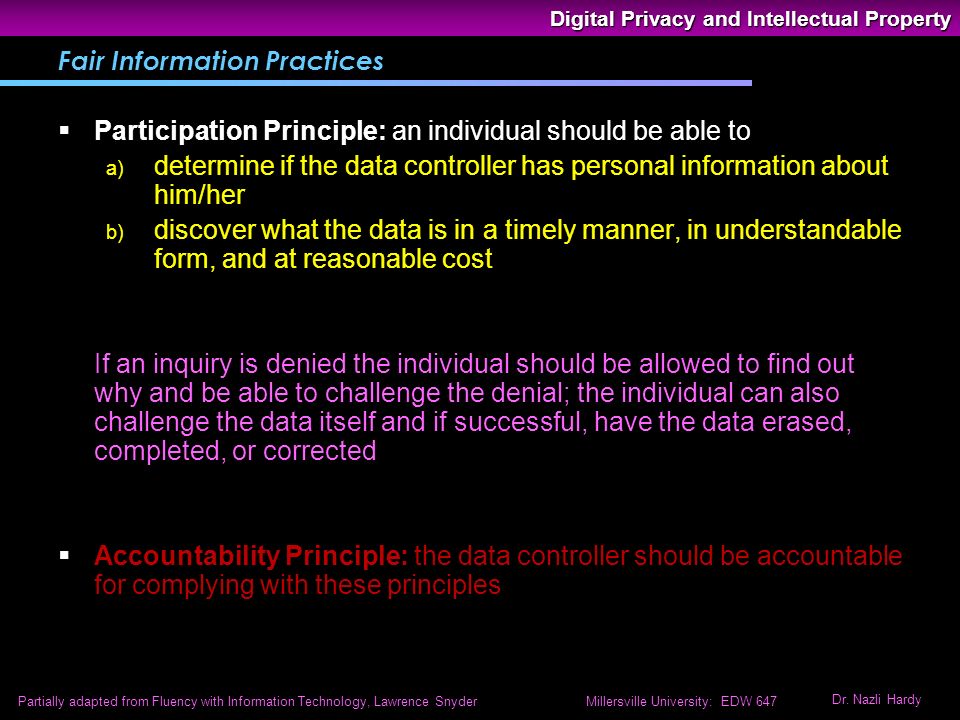 Digital Privacy and Intellectual Property Dr. Nazli Hardy Partially ...