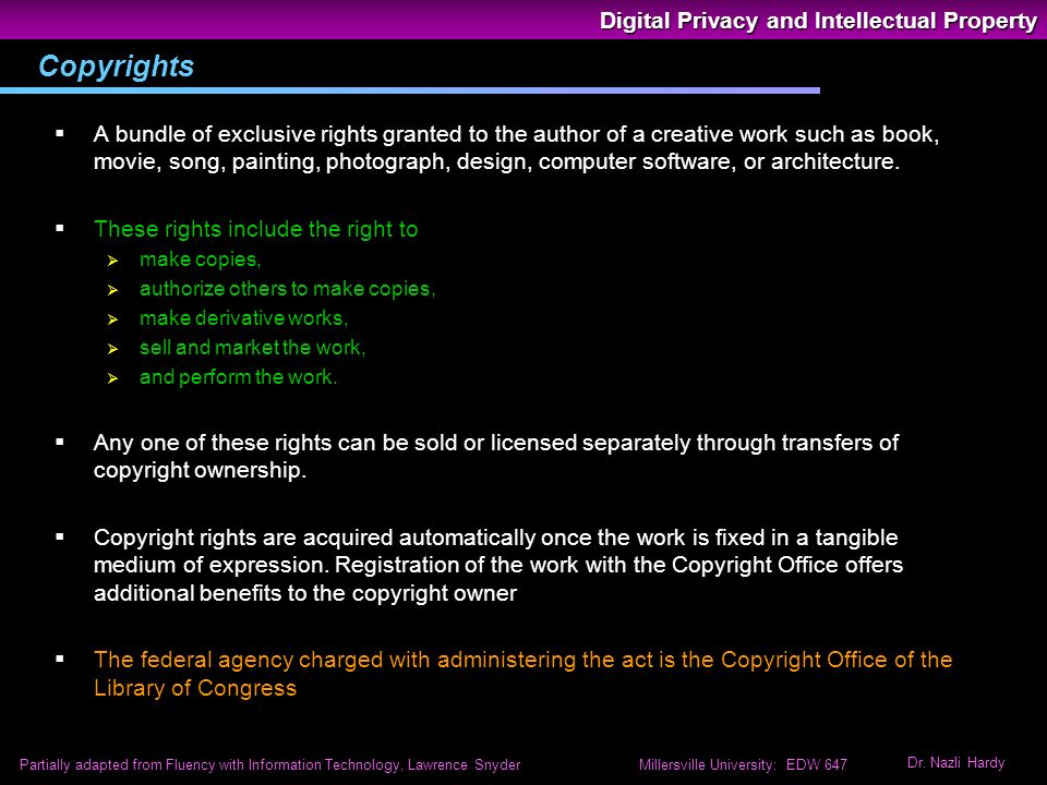 Digital Privacy and Intellectual Property Dr. Nazli Hardy Partially ...