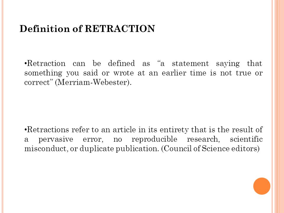 Retraction Guidance from the Committee of Publication Ethics Dr.Cynita