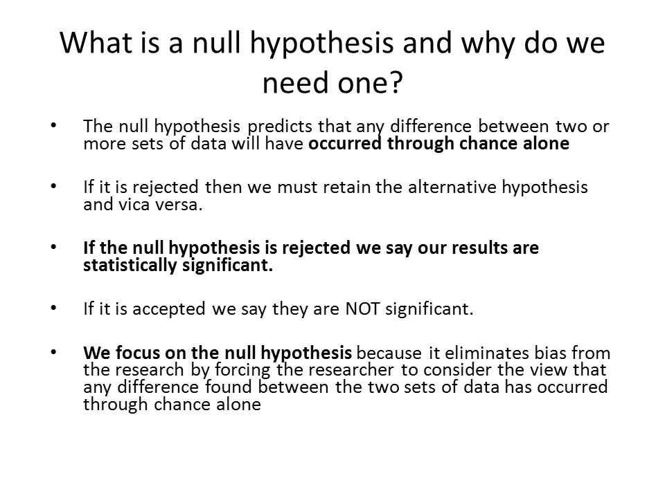 What is a null hypothesis and why do we need one.
