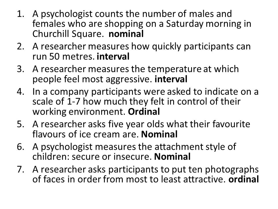 1.A psychologist counts the number of males and females who are shopping on a Saturday morning in Churchill Square.