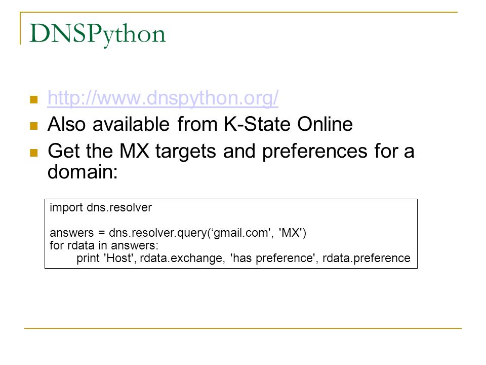 Domain Name System (DNS) Topic 2, Chapter 4 Network Programming Kansas  State University at Salina. - ppt download
