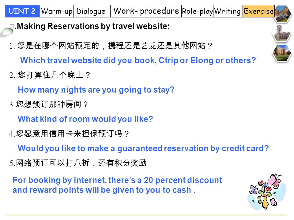 Role-play Work- procedure DialogueWarm-upUINT 2Writing Exercise Ⅰ.