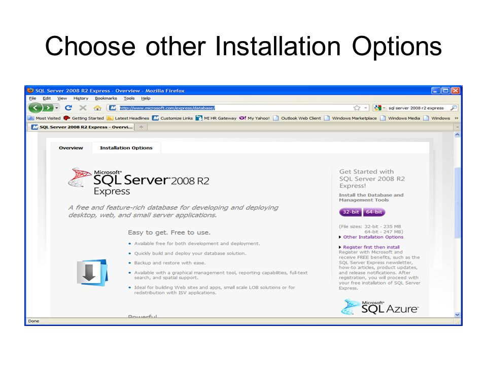 Choose other Installation Options