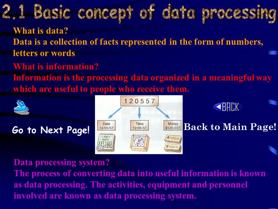 2.1 Basic concept of data processing 2.2 Need for electronic data processing  2.3 Examples of electronic data processing 2.4 Effect of introducing  computers. - ppt download