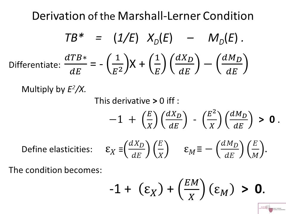 Derivation of the Marshall-Lerner Condition