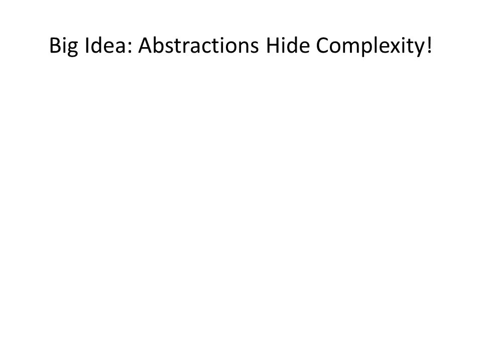 Big Idea: Abstractions Hide Complexity!