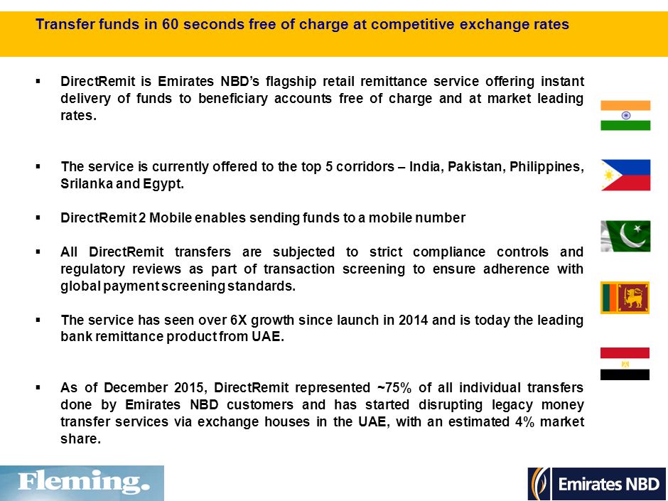 Shekhar Krishnamurthy Emirates Nbd Remittance Business Ppt Download - 24 transfer funds in 60 seconds free of charge at competitive exchange rates directremit is emirates nbd s flagship retail remittance service offering