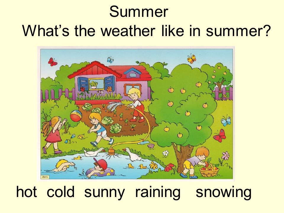 What is the weather like in summer. Sunny hot raining. Starlight weather. What's the weather like in Summer 2 класс.