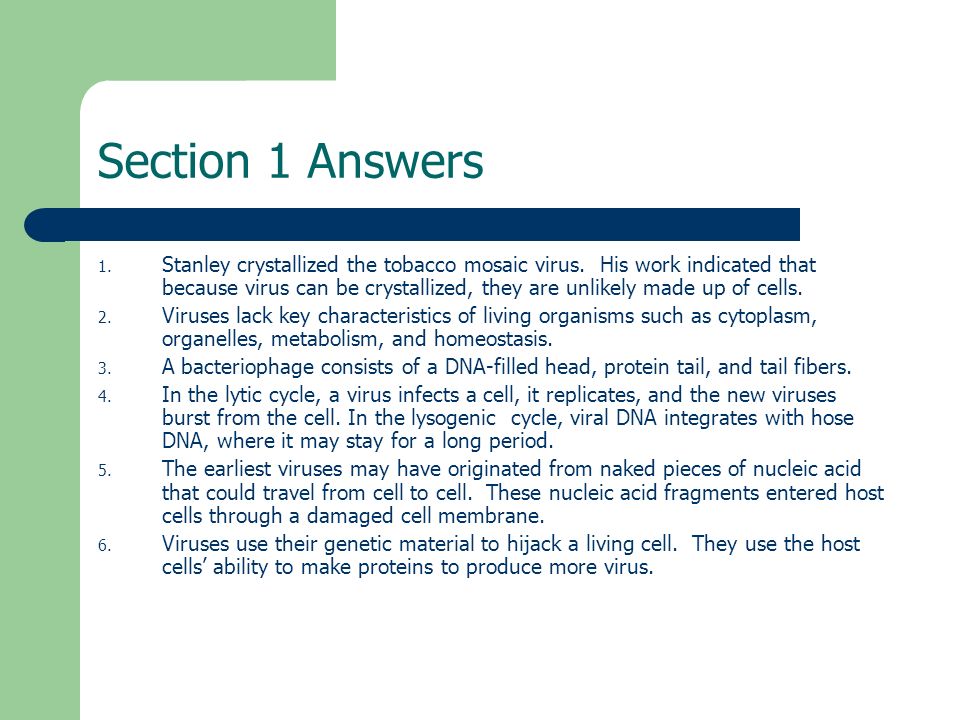 Chapter 24 Viruses Section Review Answers Section 1