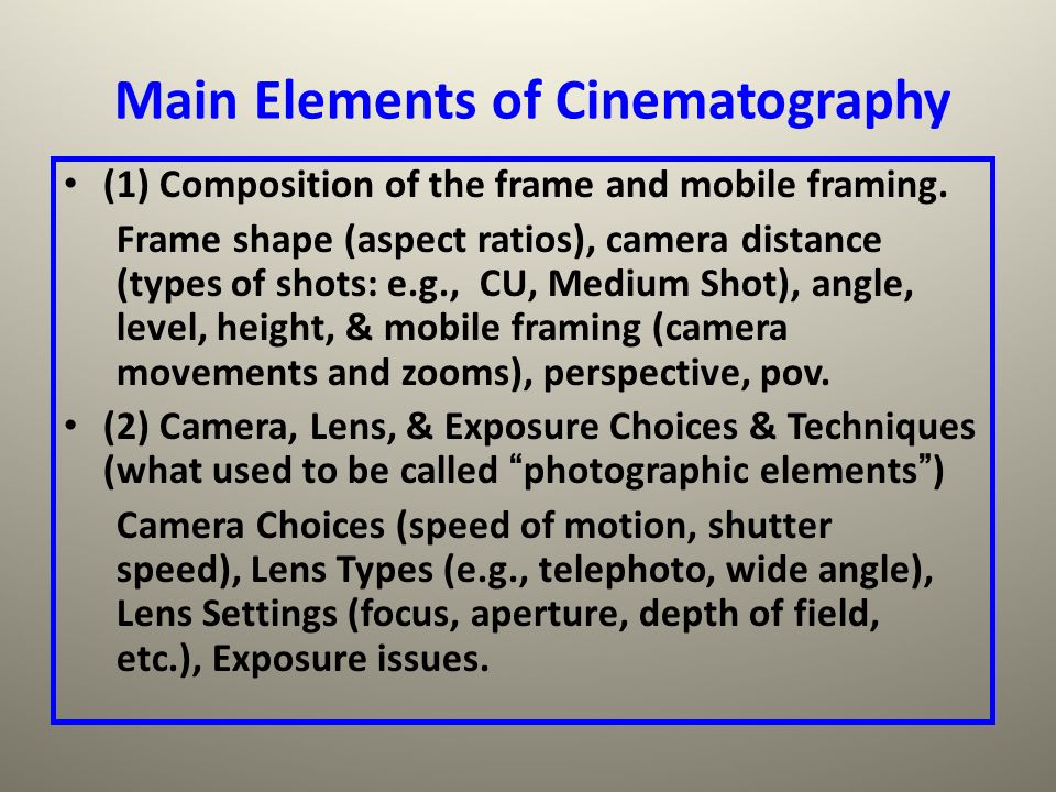 Cinematography vs.
