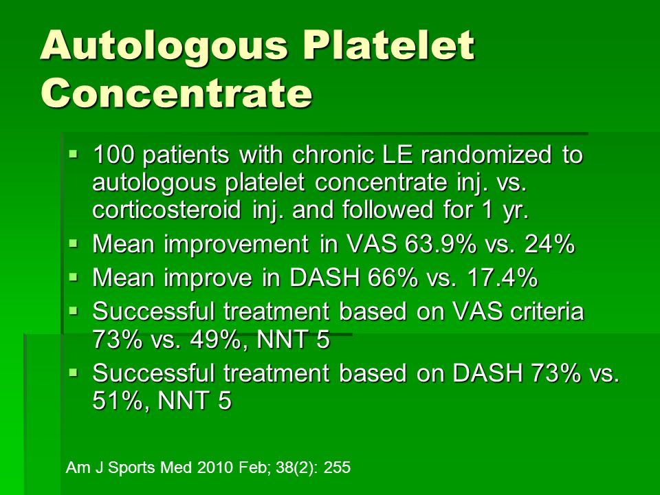 Autologous Platelet Concentrate  100 patients with chronic LE randomized to autologous platelet concentrate inj.