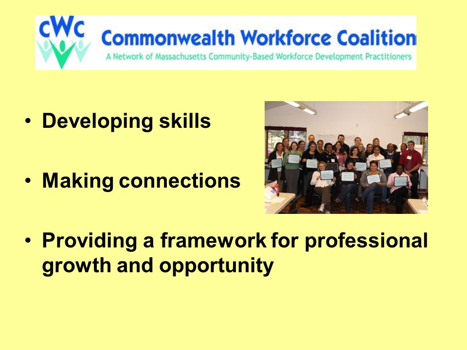 Developing skills Making connections Providing a framework for professional growth and opportunity