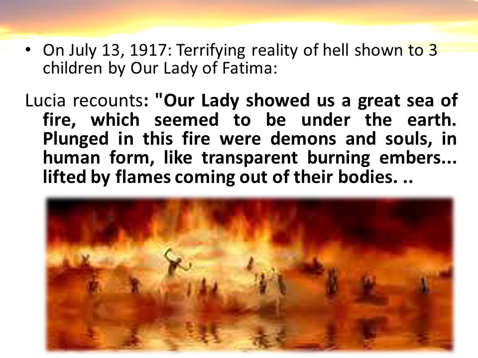 Image result for Our Lady of Fatima on Hell
