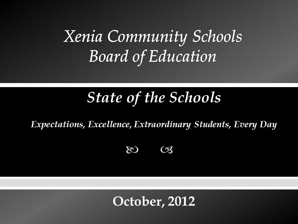  State of the Schools Expectations, Excellence, Extraordinary Students, Every Day October, 2012