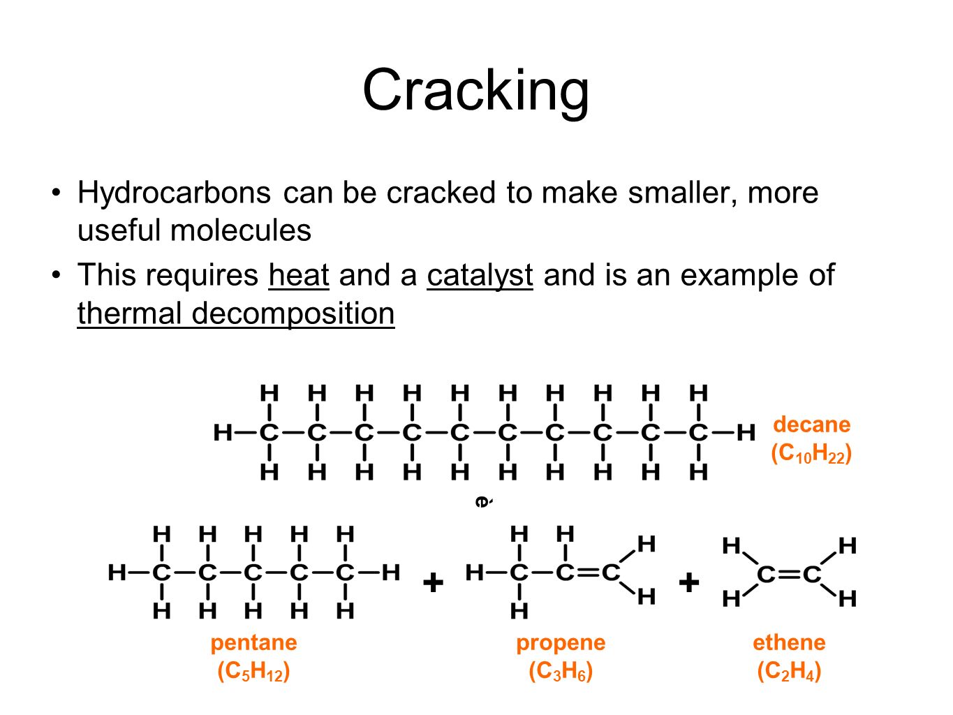 Decane cracking equation calculator