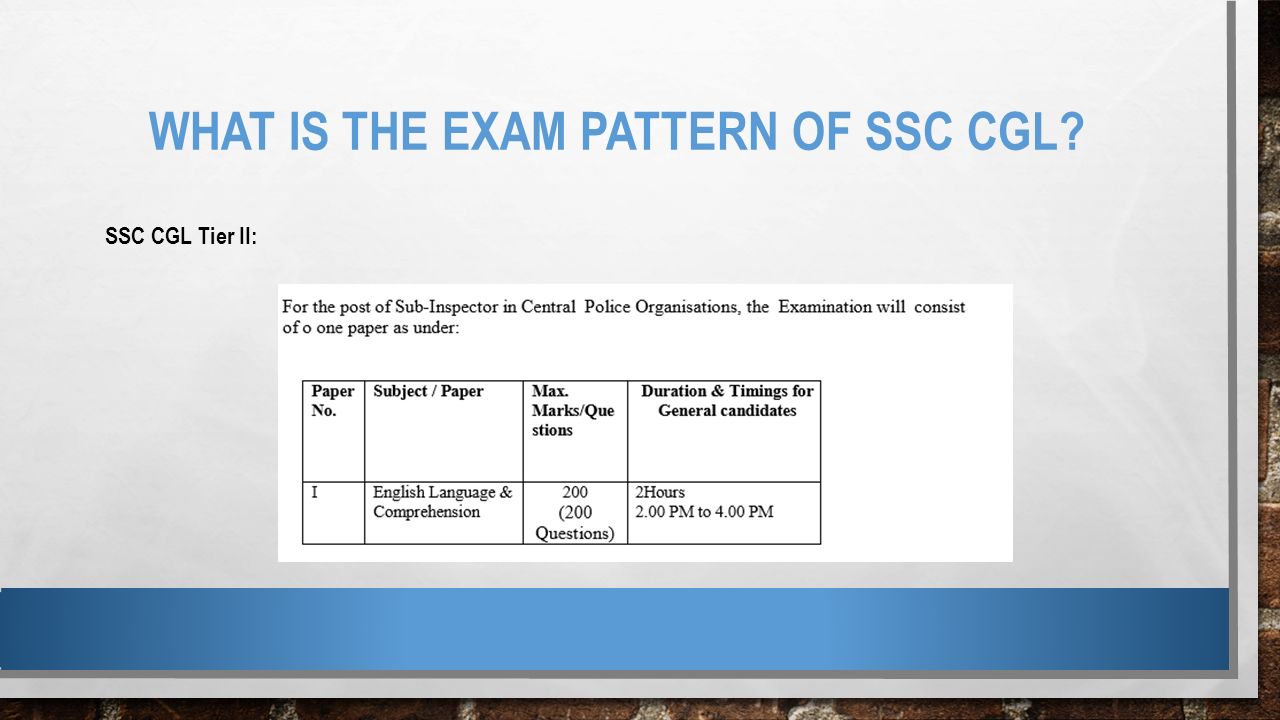 WHAT IS THE EXAM PATTERN OF SSC CGL SSC CGL Tier II: