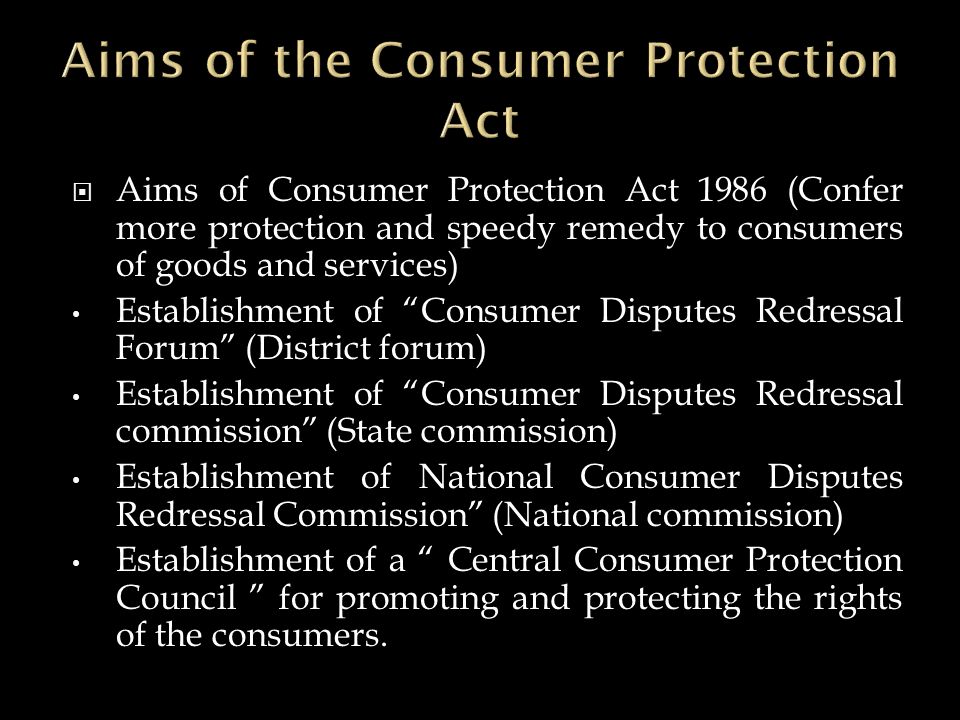 objectives of consumer protection act 1986