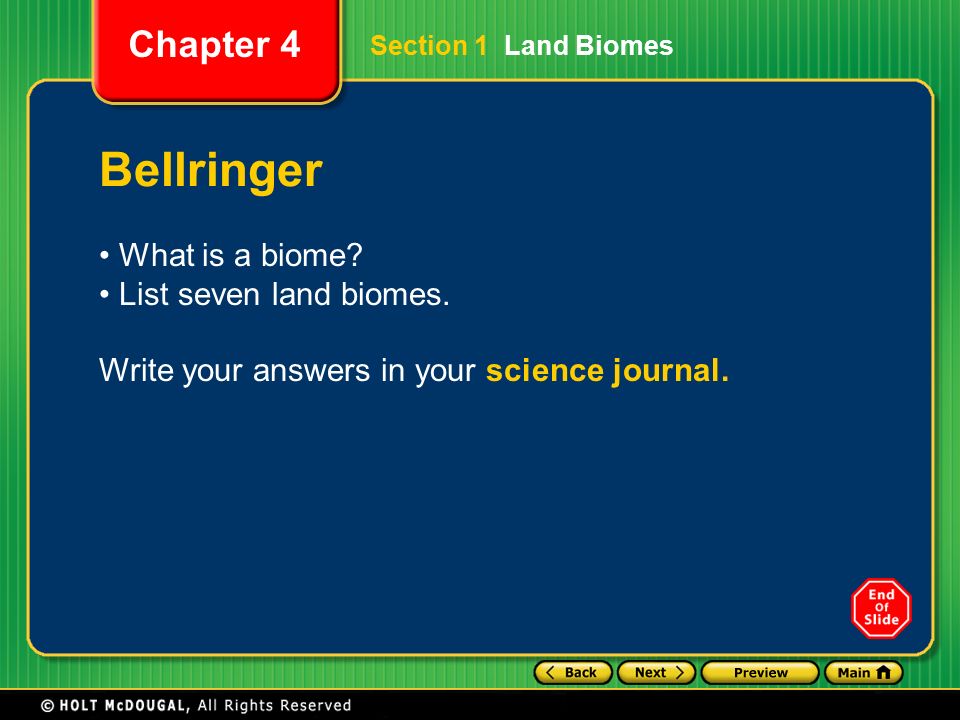 Chapter 4 The Earth S Ecosystems Section 1 Land BiomesLand
