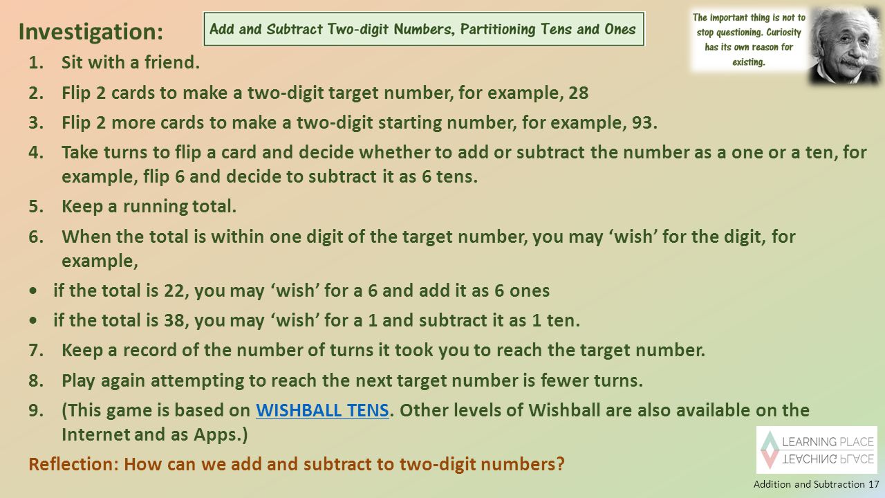 2 Digit Subtraction - Flip It Card Game