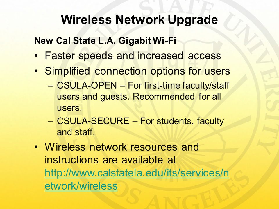 Wireless Network Upgrade New Cal State L A Gigabit Wi Fi Faster