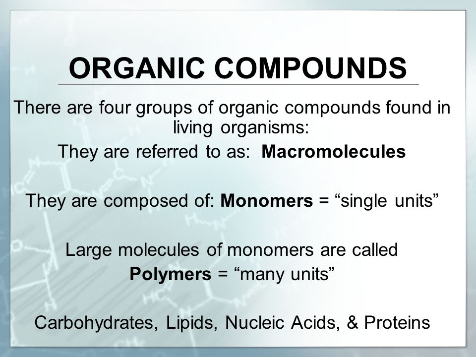 organic molecules in living things