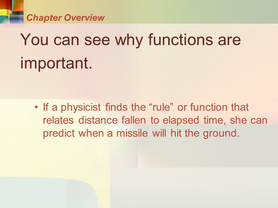 Chapter Overview You can see why functions are important.