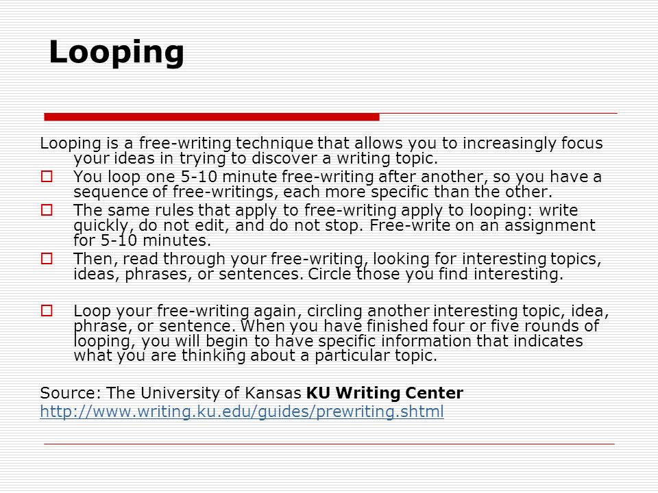 loop writing example prewriting definition and examples