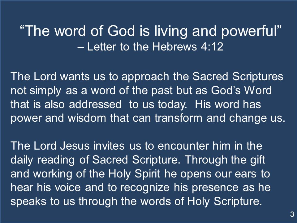 Listening To The Word Of God In The School Of The Holy Spirit Part 1